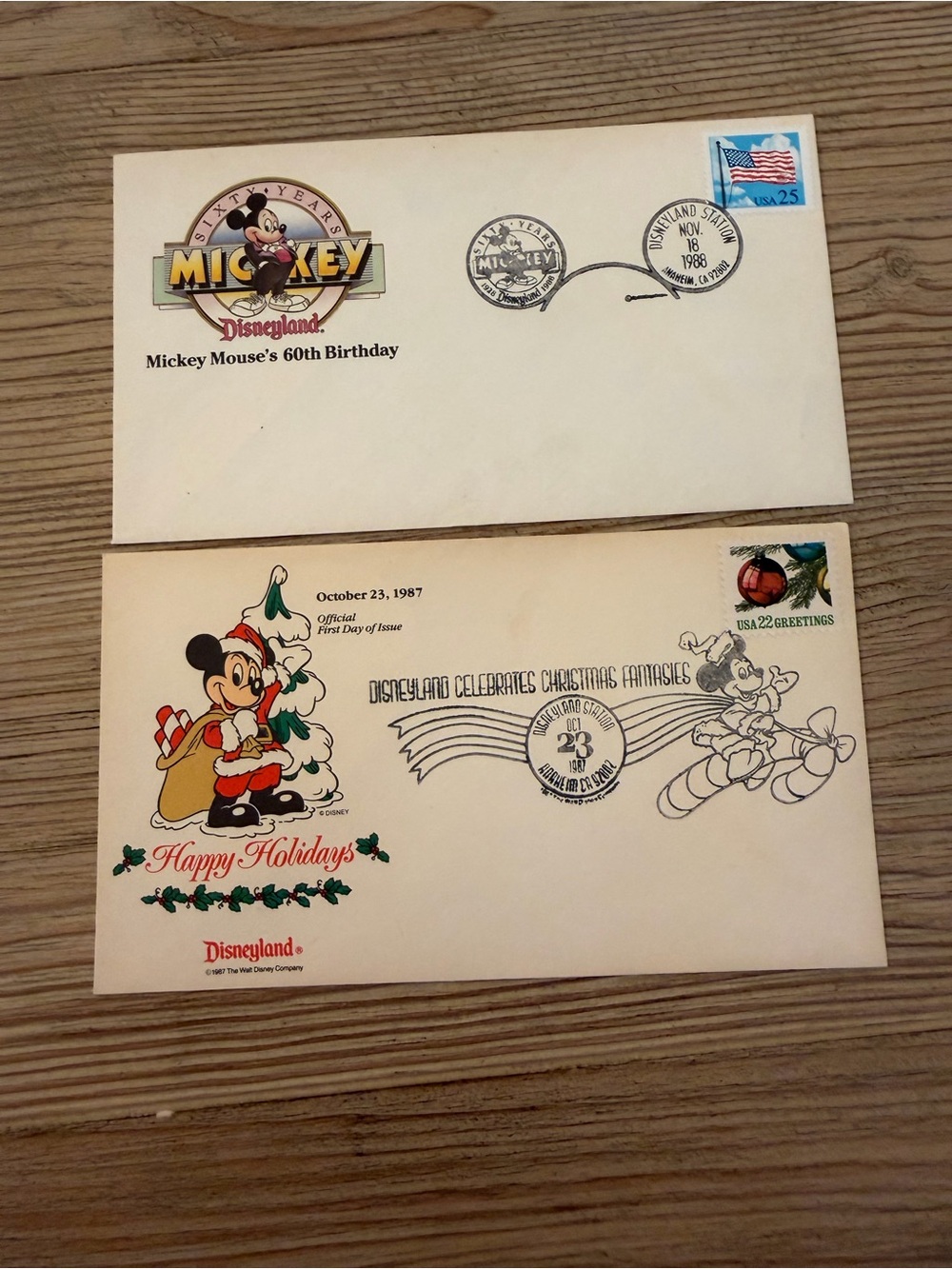 Disneyland Mickey Mouse First Day of Issue Collector Envelopes 1987 & 1988